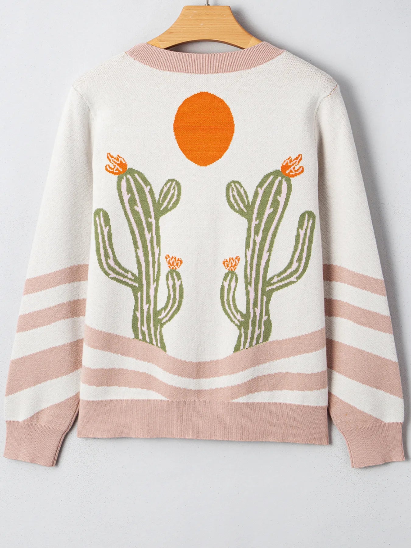 Desert Cactus Buttoned Front Sweater Cardigan - Fashorio