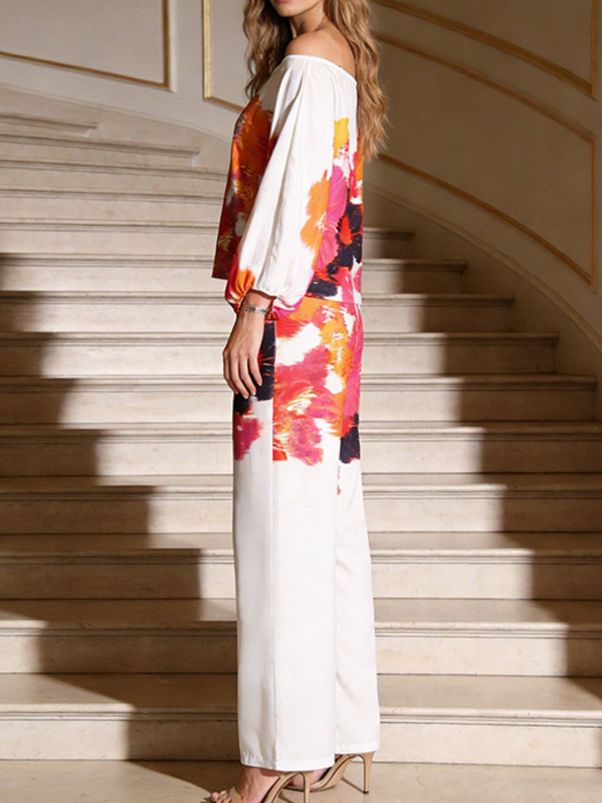 Floral pants set side view