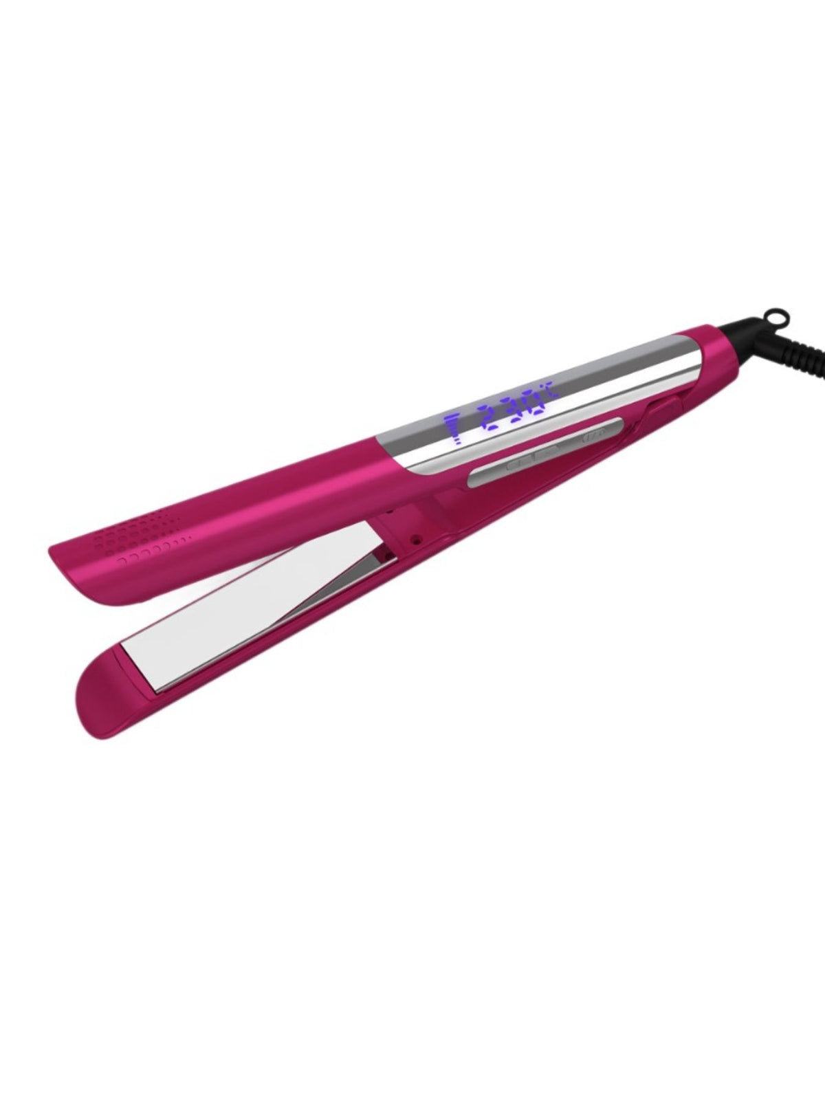 Hair straightener in use on hair