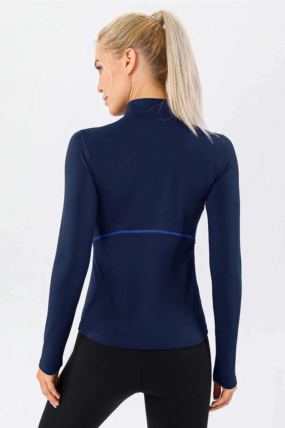 mock neck quarter zip active top full length view