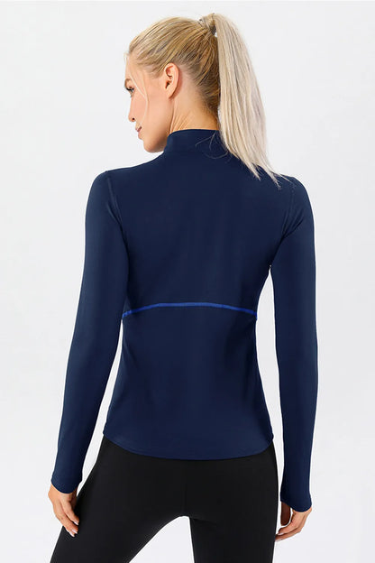 Mock Neck Quarter Zip Active T-Shirt - Fashorio