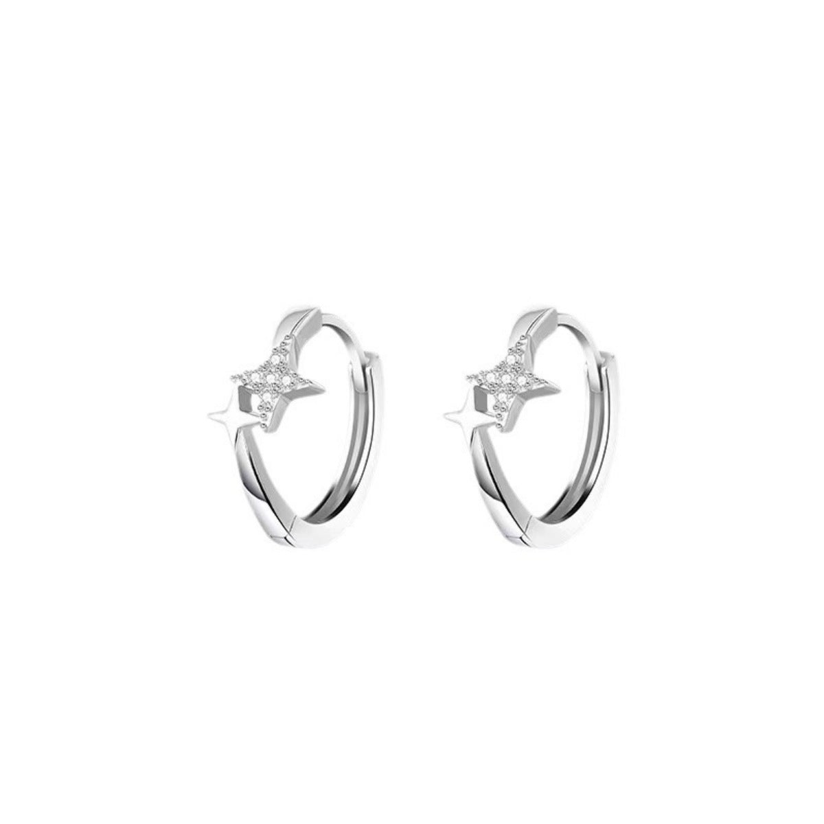 Scale view of the star hoop earrings showing the 0.6 inch size