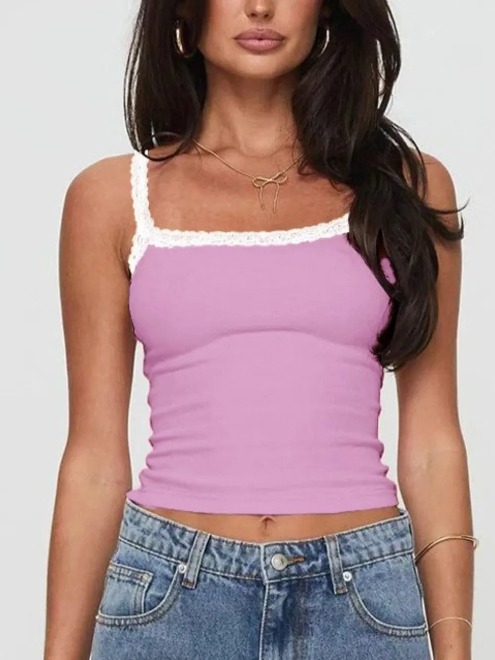 Lace Detail Cropped Cami Top