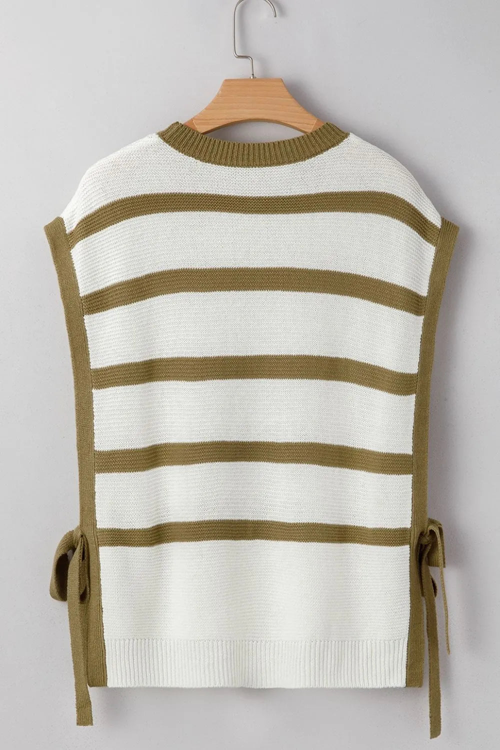 Stripe Tie Open Side Sweater Knitted Top - Fashorio