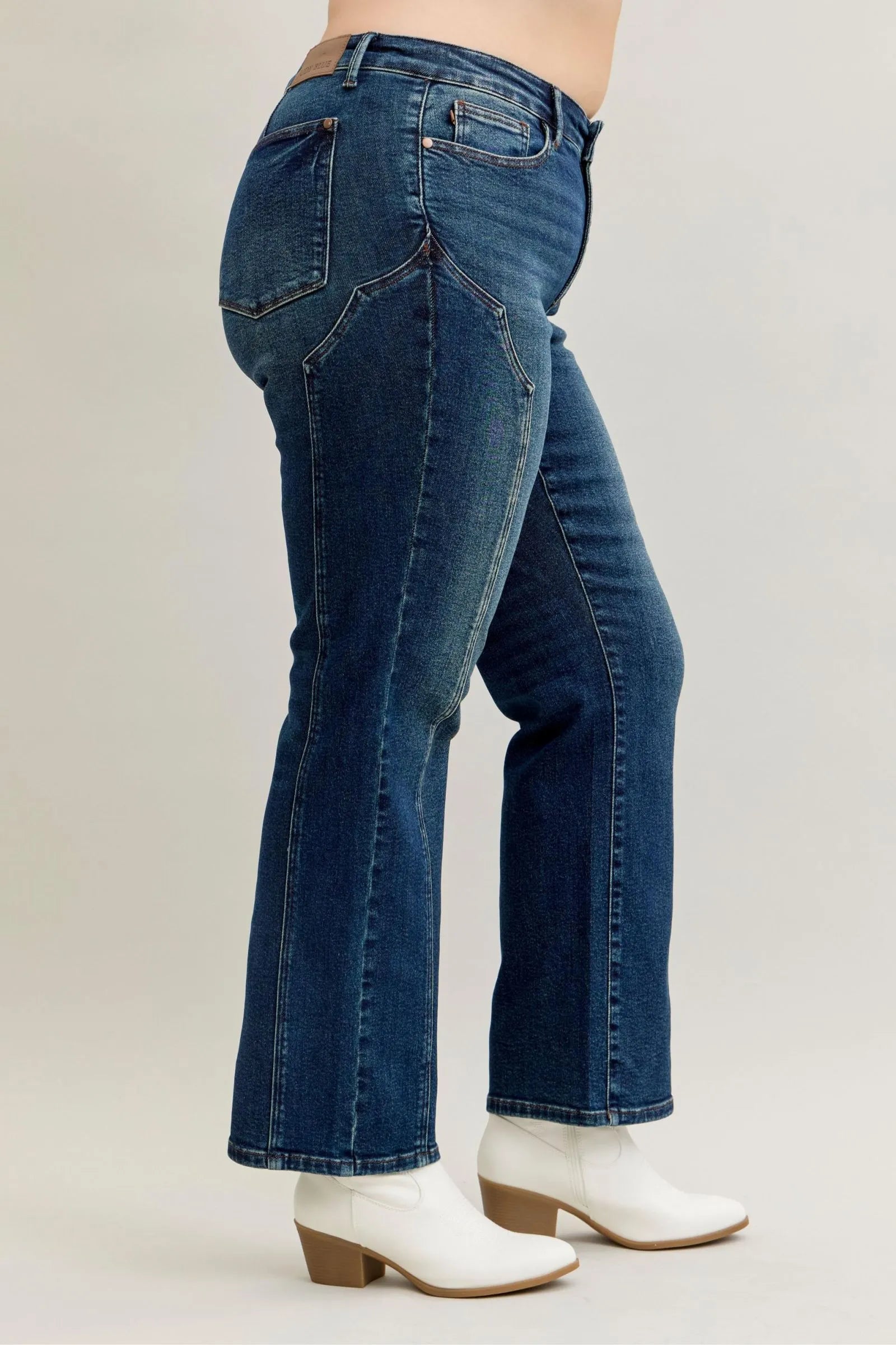 Judy Blue Full Size Seam Detail Straight Leg Jeans Plus Size - Fashorio