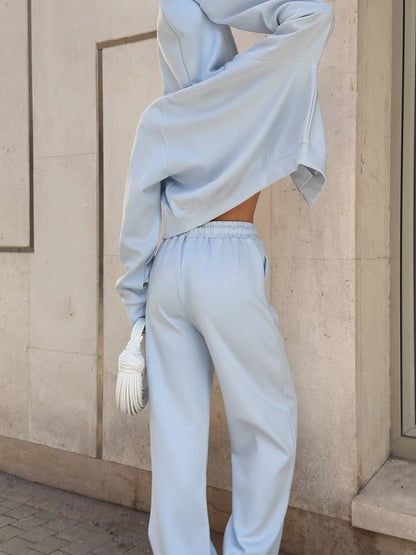 Zip Up Drawstring Hoodie and Pants Set - Fashorio