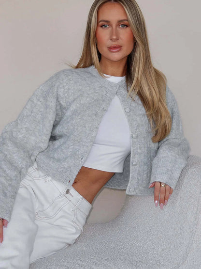 Cable Knit Button-Up Cardigan - Fashorio