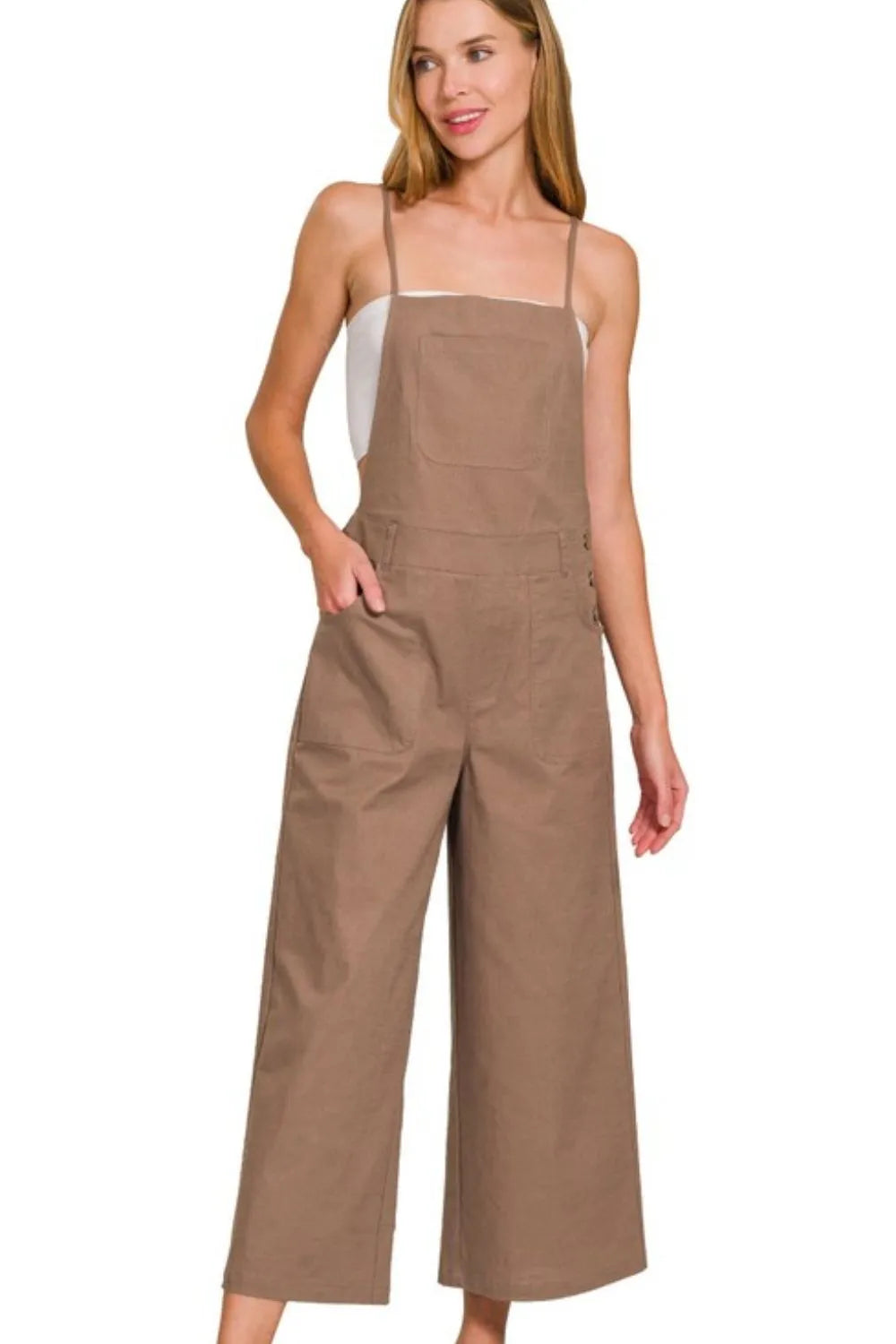 Woven Spaghetti Strap Overalls