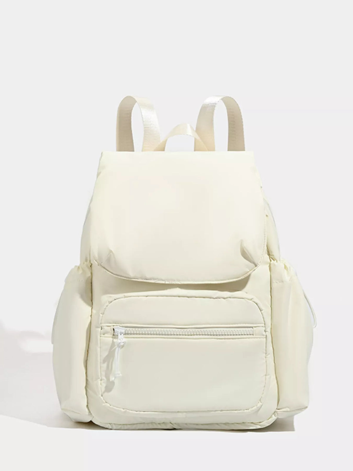 White canvas backpack front view