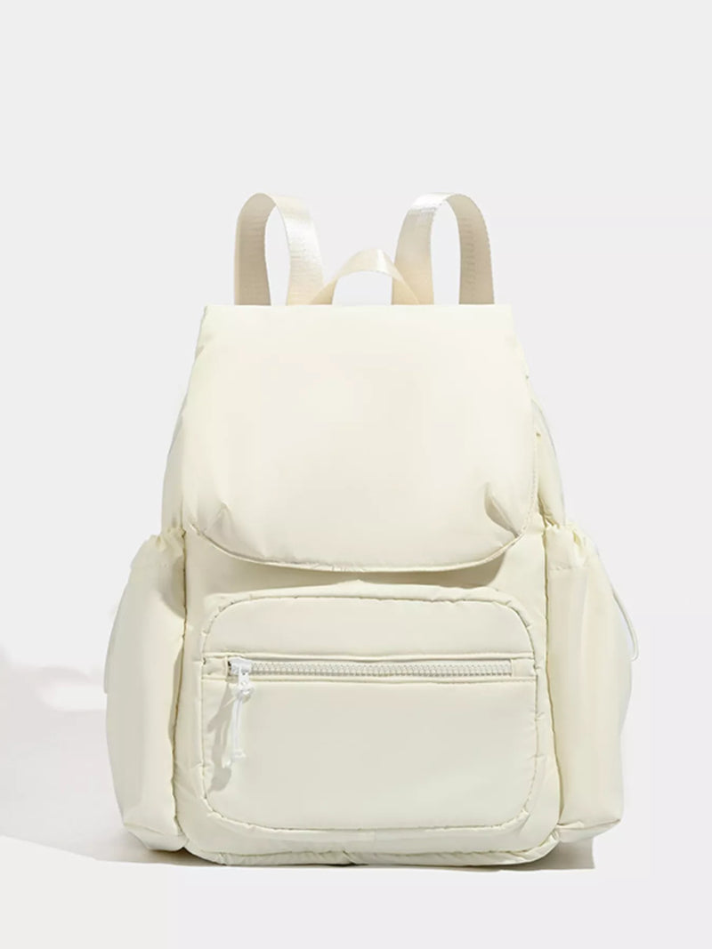 White canvas backpack front view