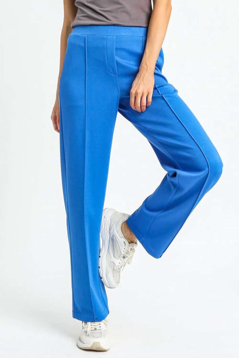 Umgee High Waisted Wide Leg Pants Sky Blue - Fashorio