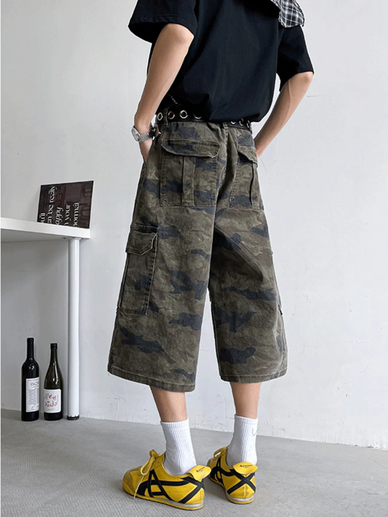 Men's Full Size Camouflage Wide Leg Denim Shorts Plus Size - Fashorio