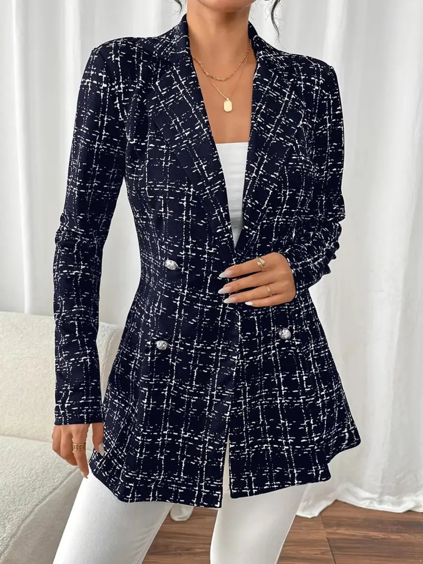 Tweed Double-Breasted Blazer - Fashorio