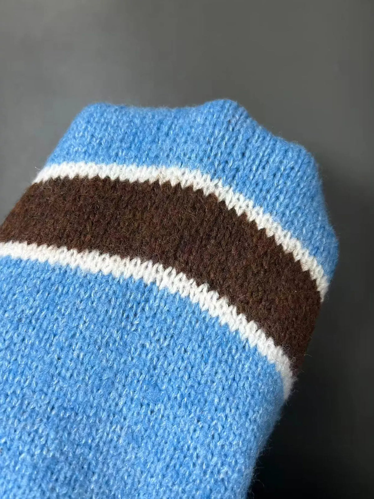 Striped Button Detail Knit Sweater, view 7