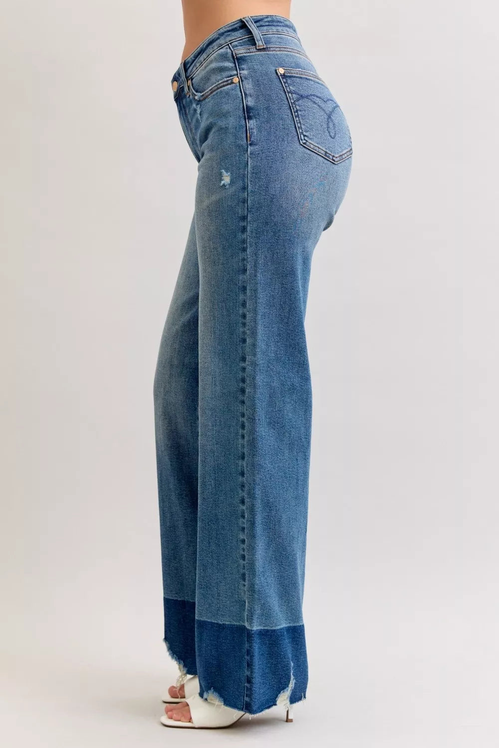 Judy Blue dark wash denim close up