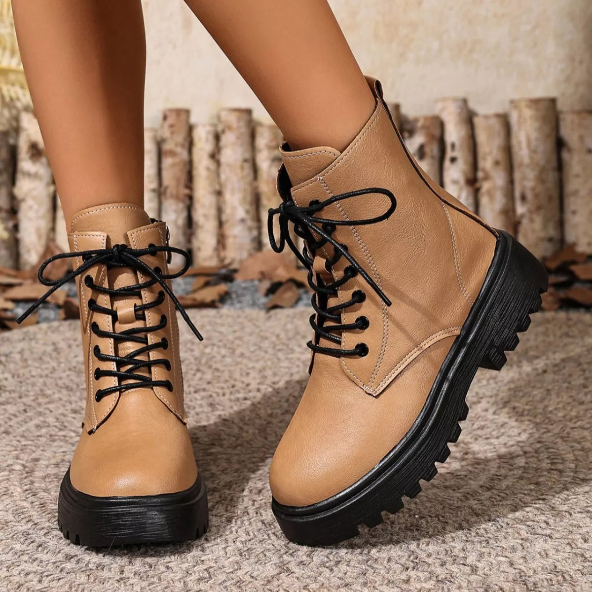 Combat boots back view