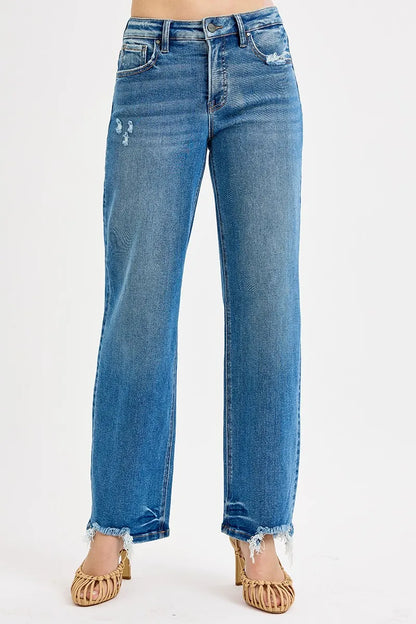 RISEN Full Size Mid Rise Baggy Jeans Plus Size - Fashorio