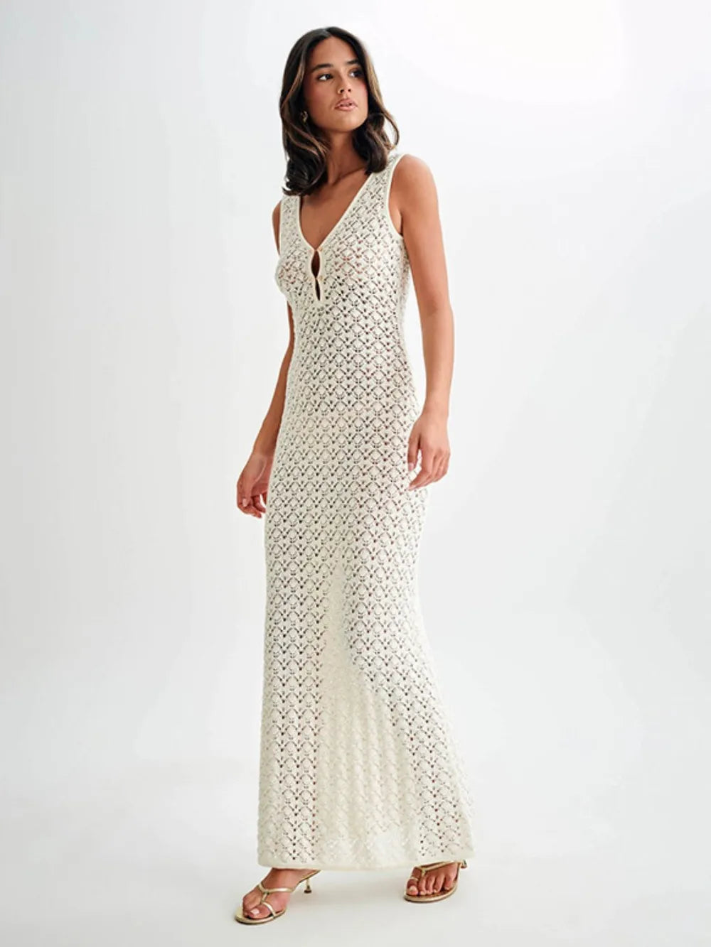 Openwork maxi dress side view