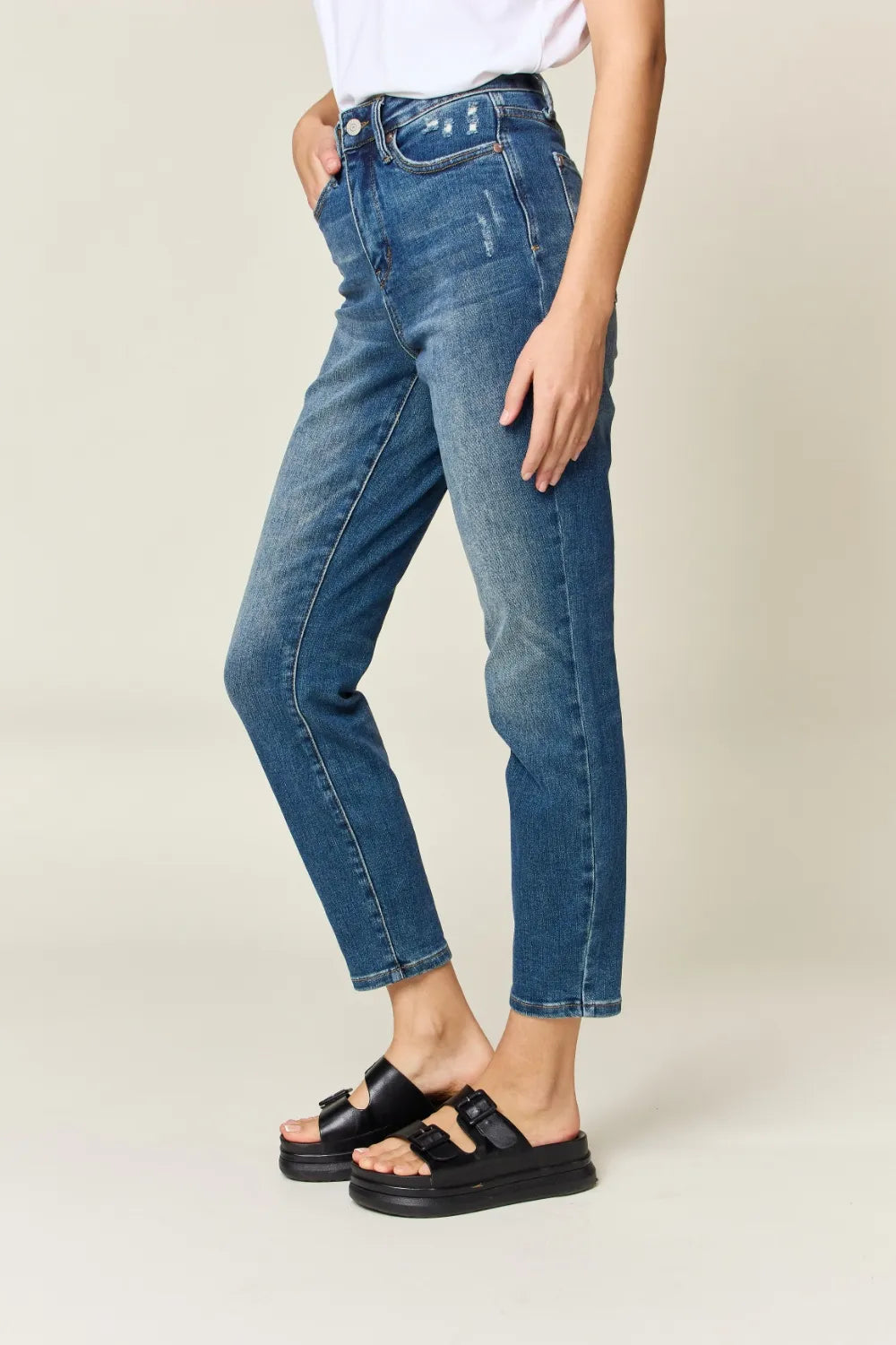 Judy Blue Full Size Tummy Control High Waist Slim Jeans - Fashorio