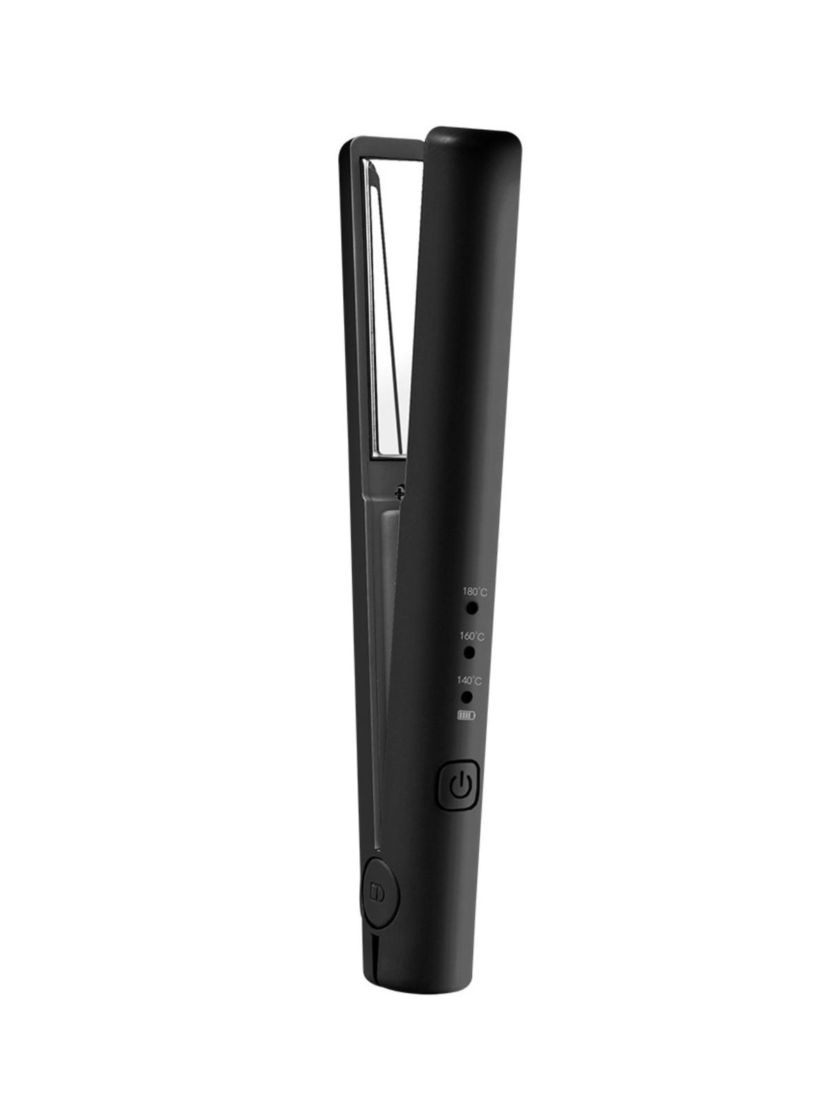 Mini straightener next to travel bag