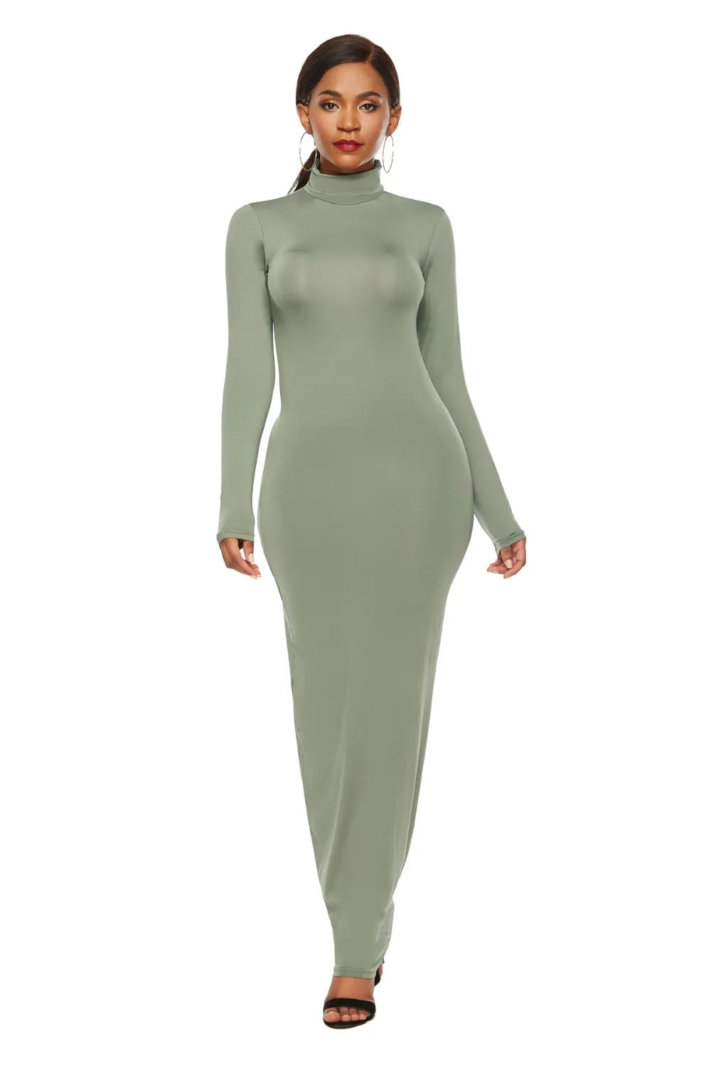 Bodycon maxi dress styled full length