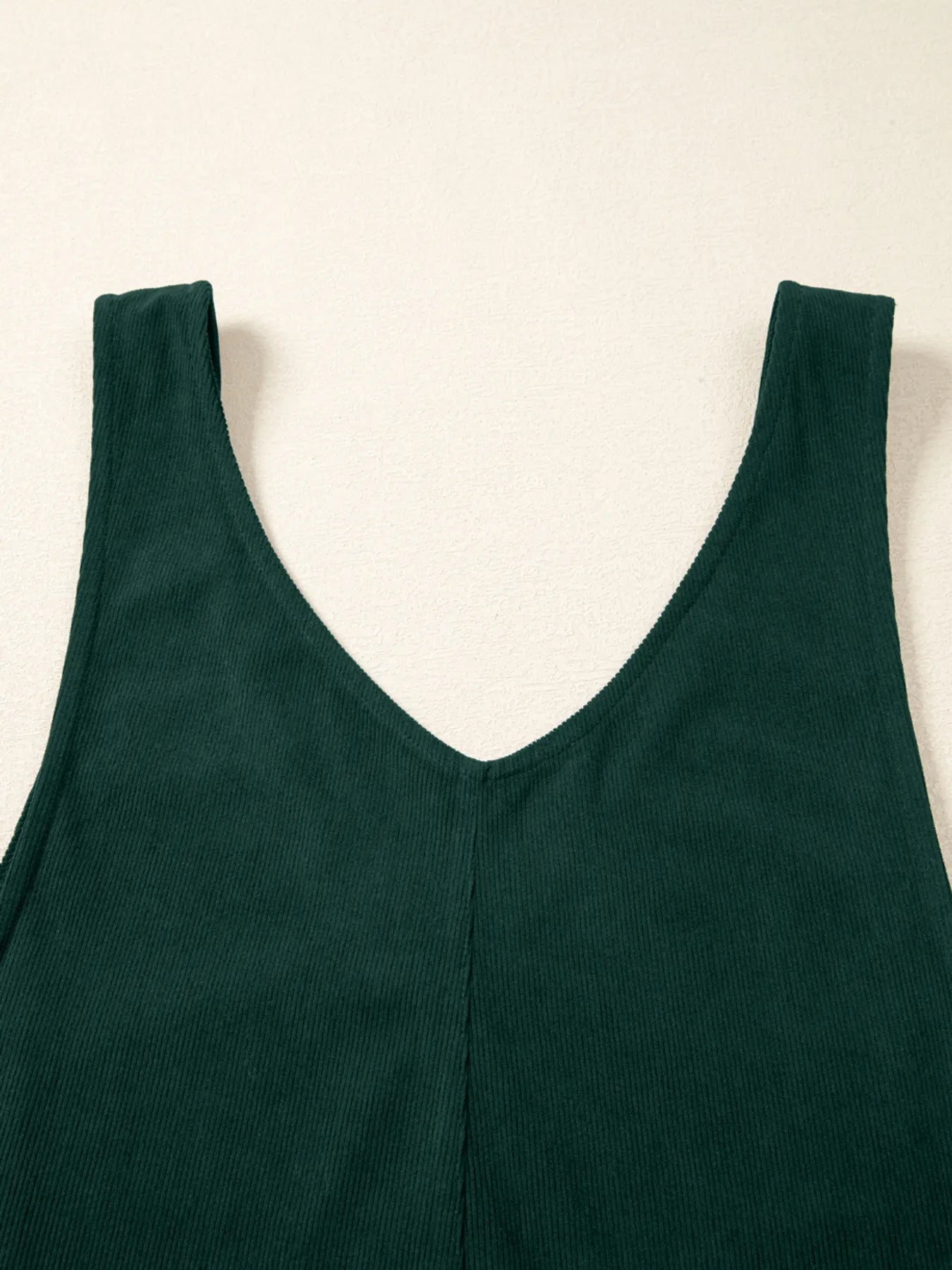Corduroy V Neck Patched Pocket Sleeveless Jumpsuit - Fashorio