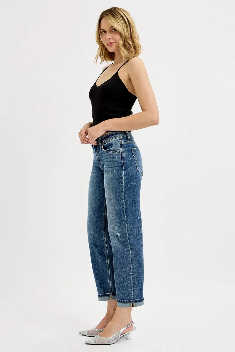 RISEN Full Size Low Rise Crop Boyfriend Jeans Plus Size - Fashorio