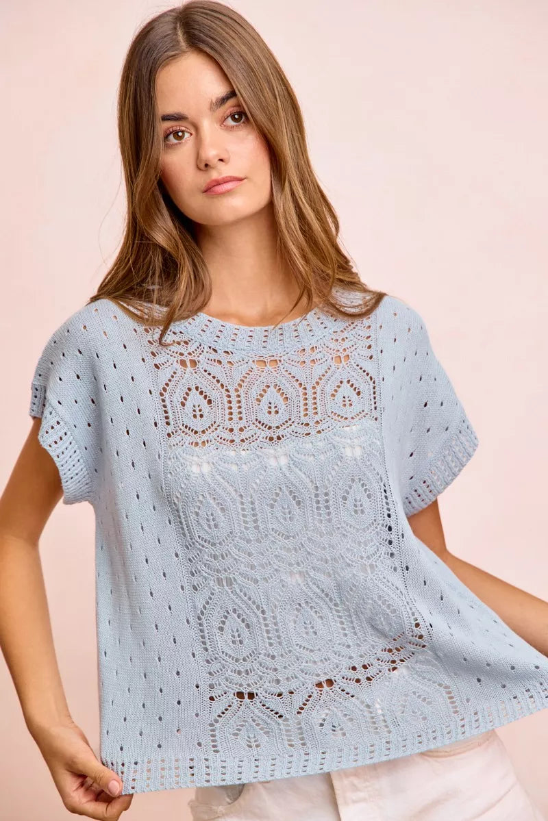 Eyelet openwork knit detail