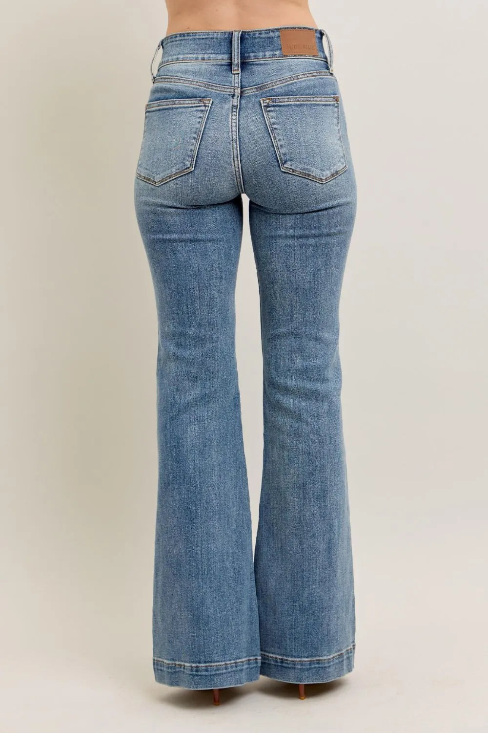 Judy Blue Full Size High-Waist Flare Denim Jeans with Front Seam Detail Plus Size - Fashorio