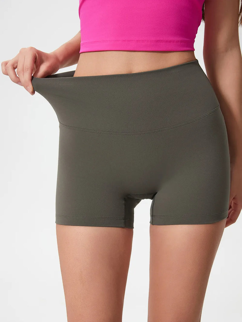 high waist active shorts front view