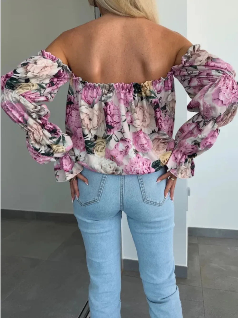 Printed blouse fabric close up