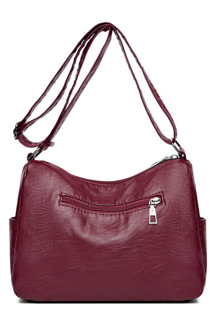 Multi-Pocket PU Leather Crossbody Bag - Fashorio