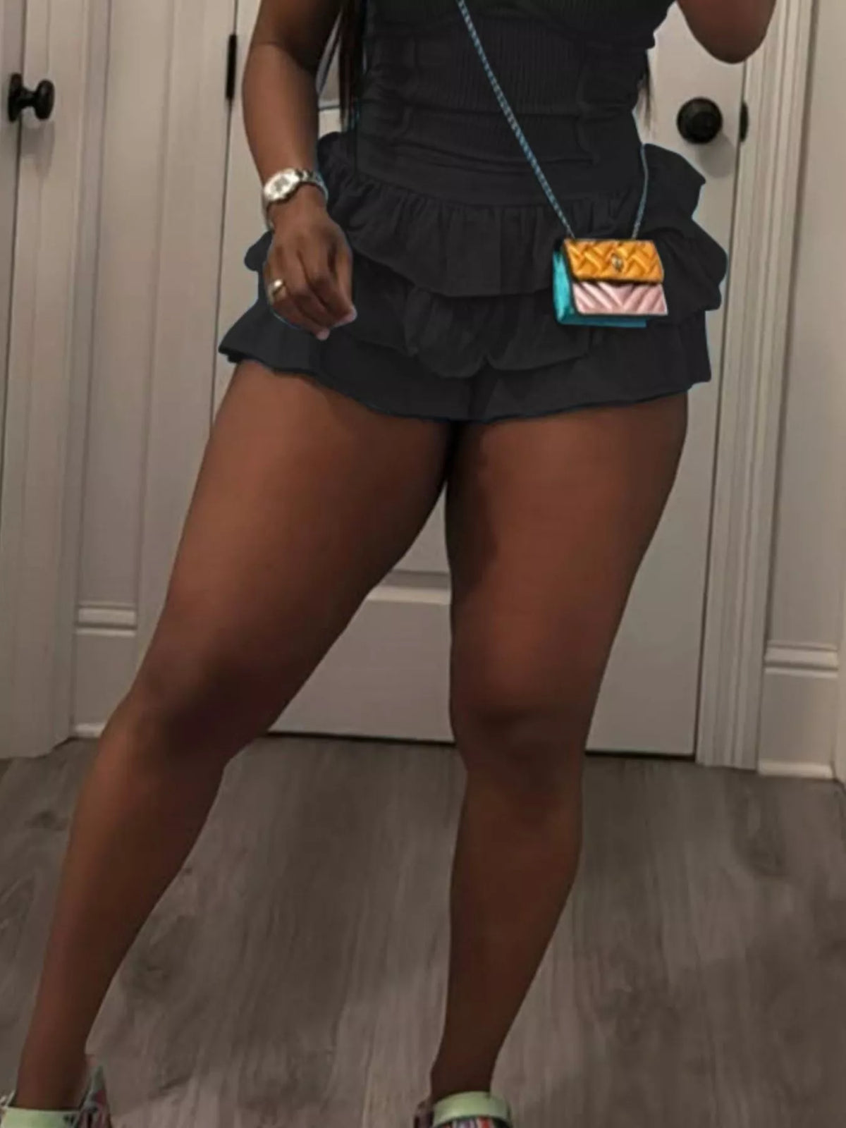 Black scoop neck two piece set look