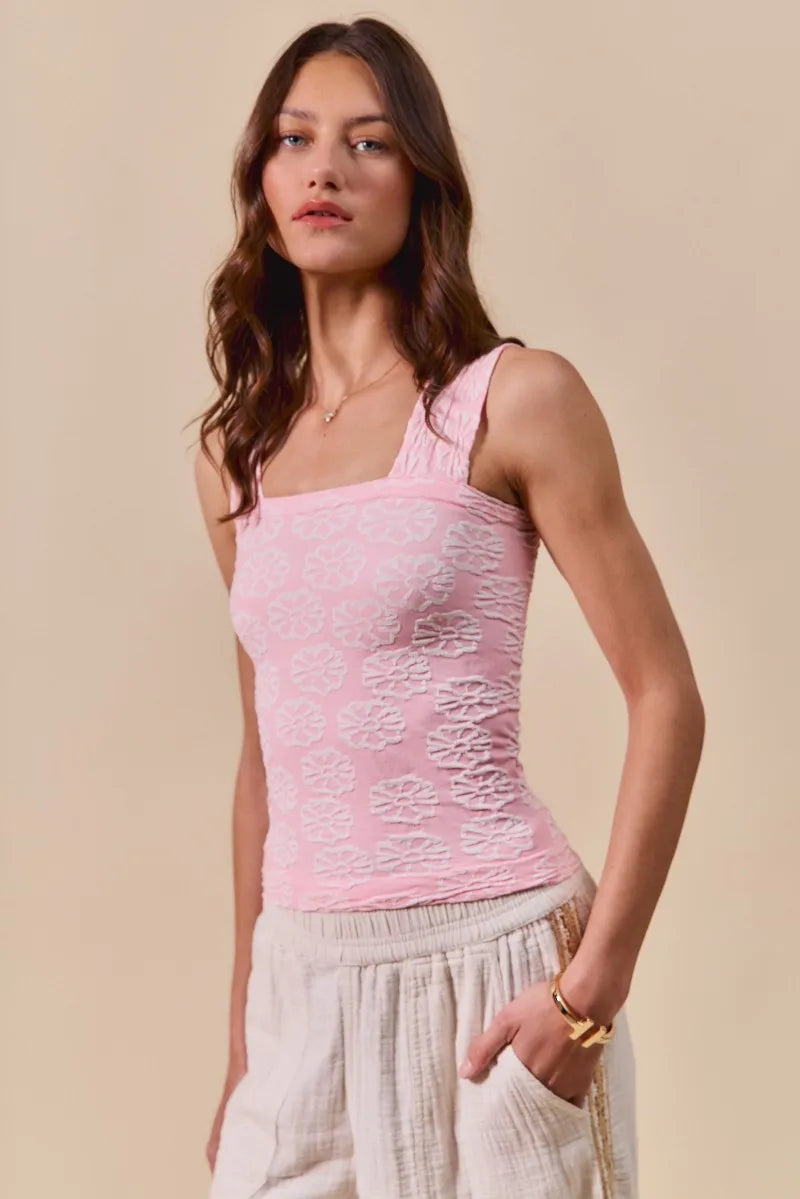 SO ME Two Tone Floral Seamless Tank Top - Fashorio