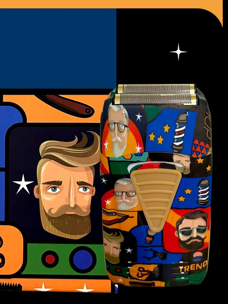 Barber style foil shaver in graffiti pattern