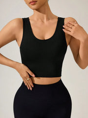 Crisscross Cropped Active Tank Black - Fashorio