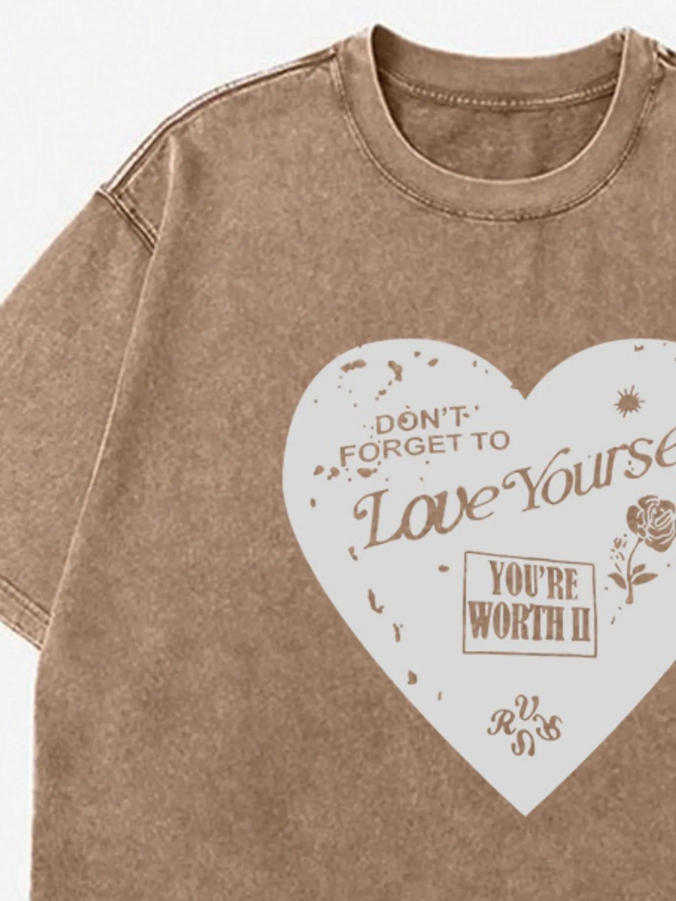 Heart Round Neck Short Sleeve T-Shirt - Fashorio