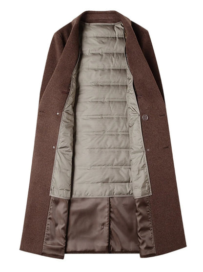 Men's Plus Size Double-Breasted Wool Overcoat - Fashorio