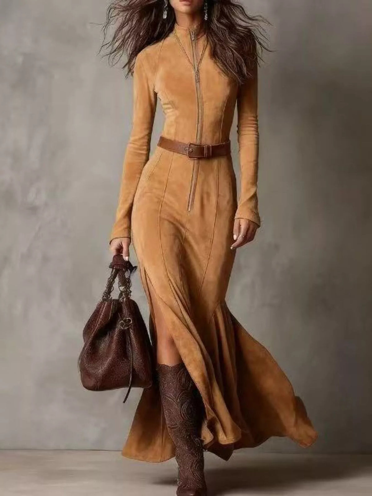 Long sleeve maxi dress back view