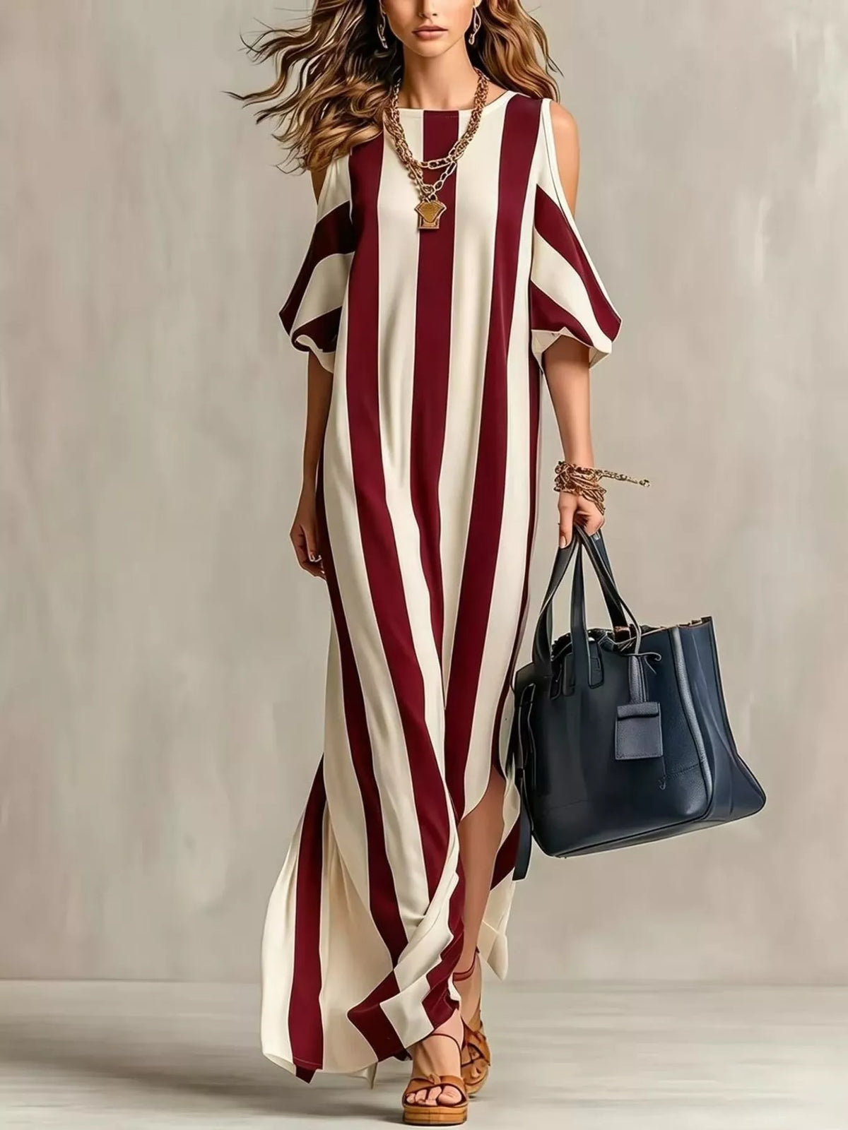Cold shoulder maxi dress back view