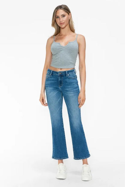 bytos Full Size Cat's Whiskers Mid Rise Ankle Jeans Medium - Fashorio