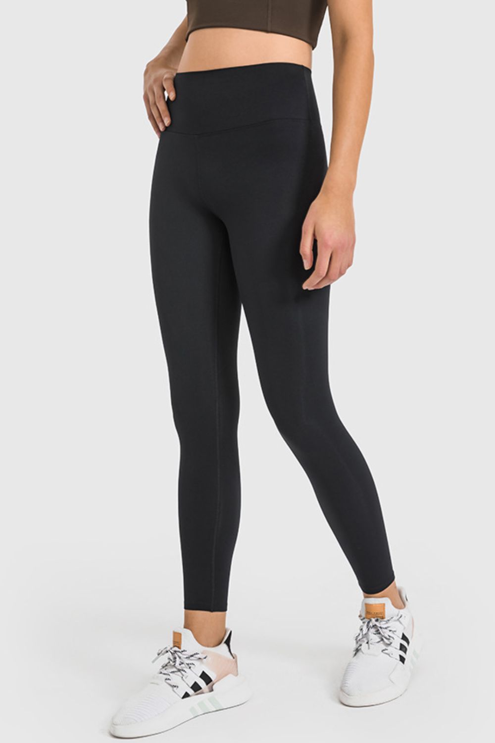 high waist ankle length yoga leggings full length view