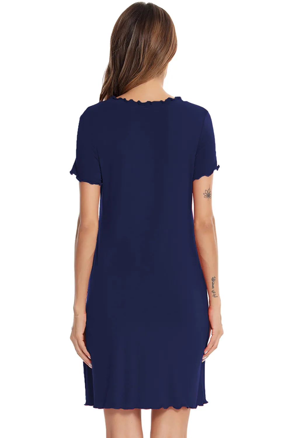 Round Neck Short Sleeve Lounge Dress - Fashorio