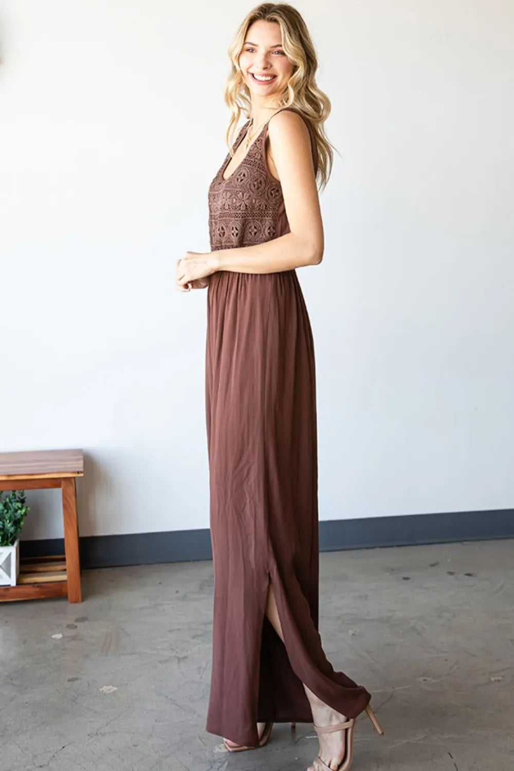 Tie Back Sleeveless Slit Wide Leg Jumpsuit view 8