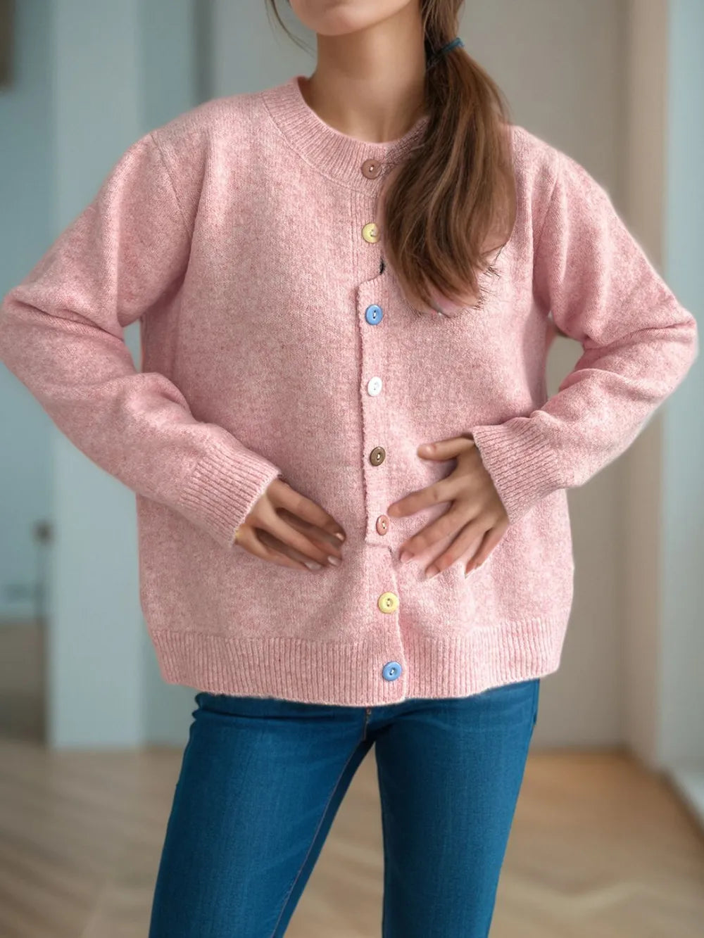 Button Down Long Sleeve Cardigan - Fashorio