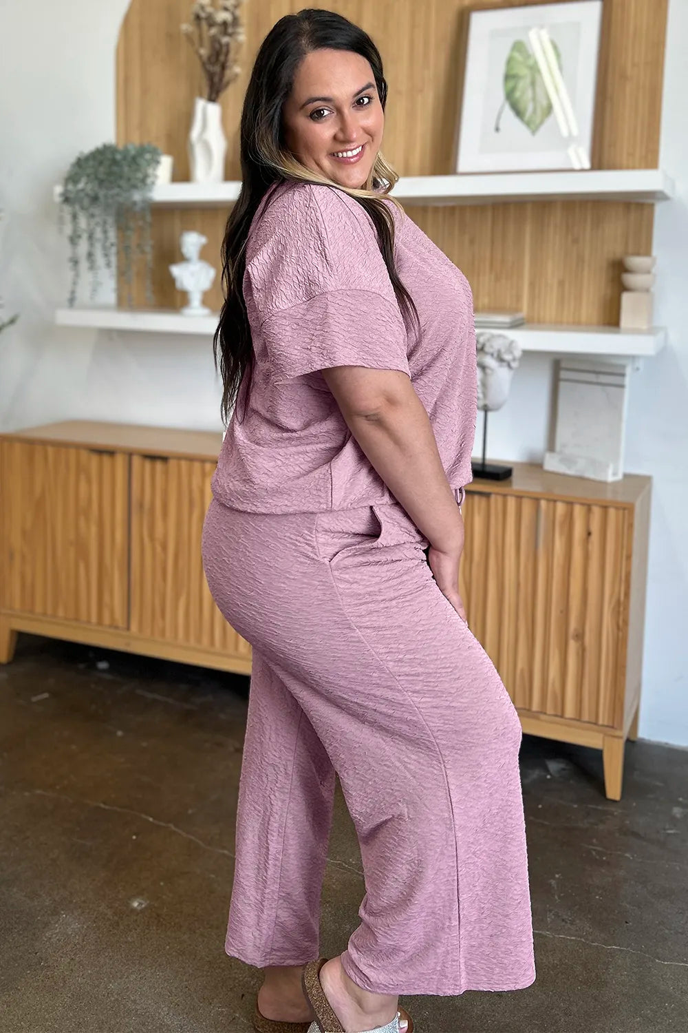 Textured two piece set alternate colour front view