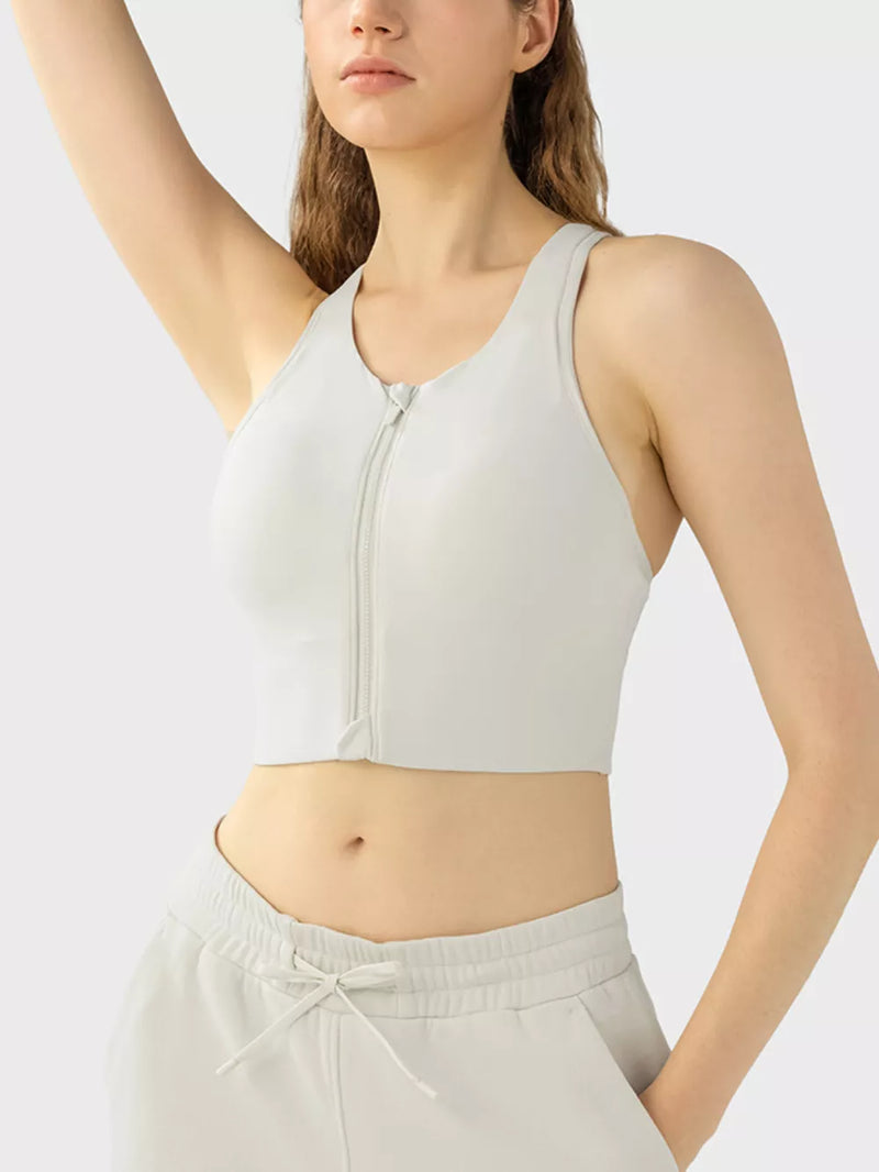 wide strap sports bra front view