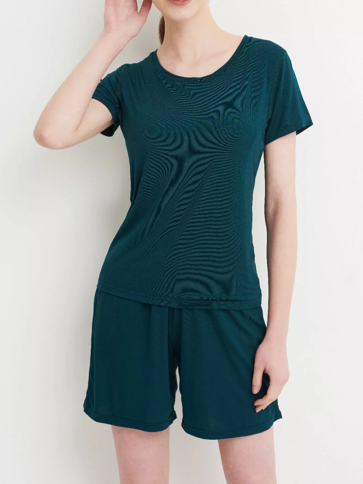 Plus Size Padded Modal Tee and Shorts Two Piece Set, view 20