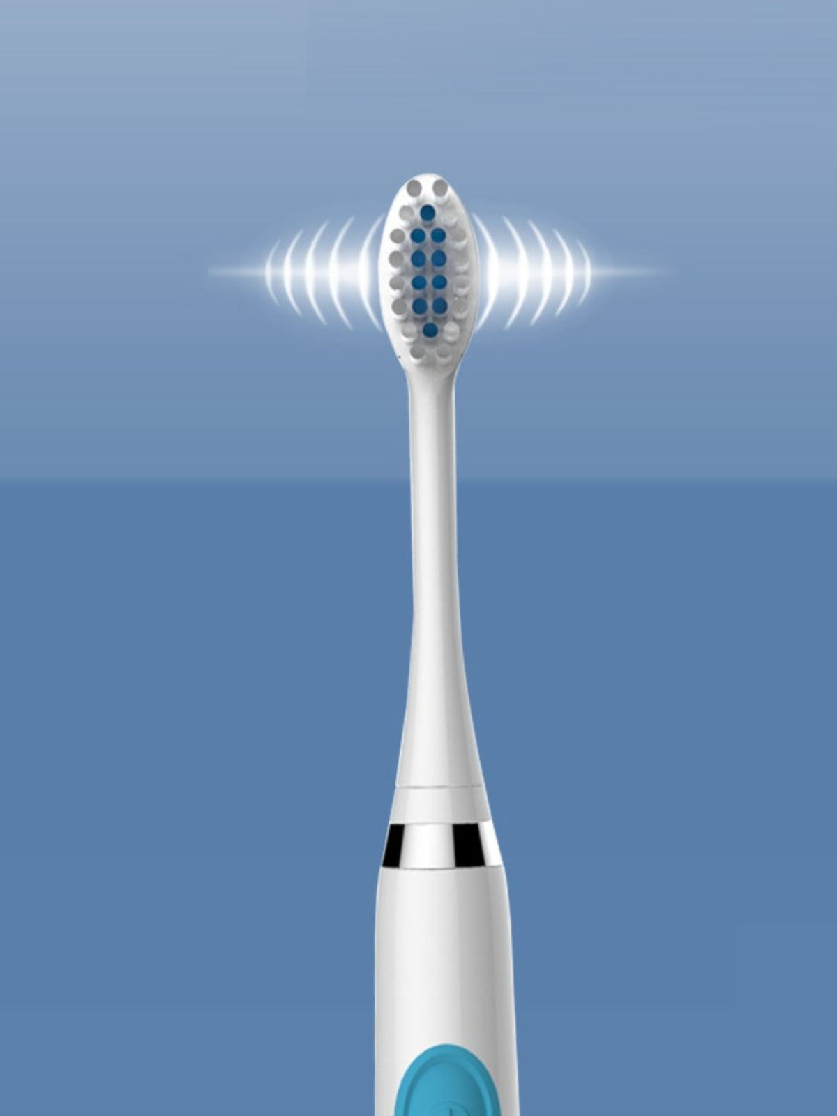 Electric toothbrush with brush head close up