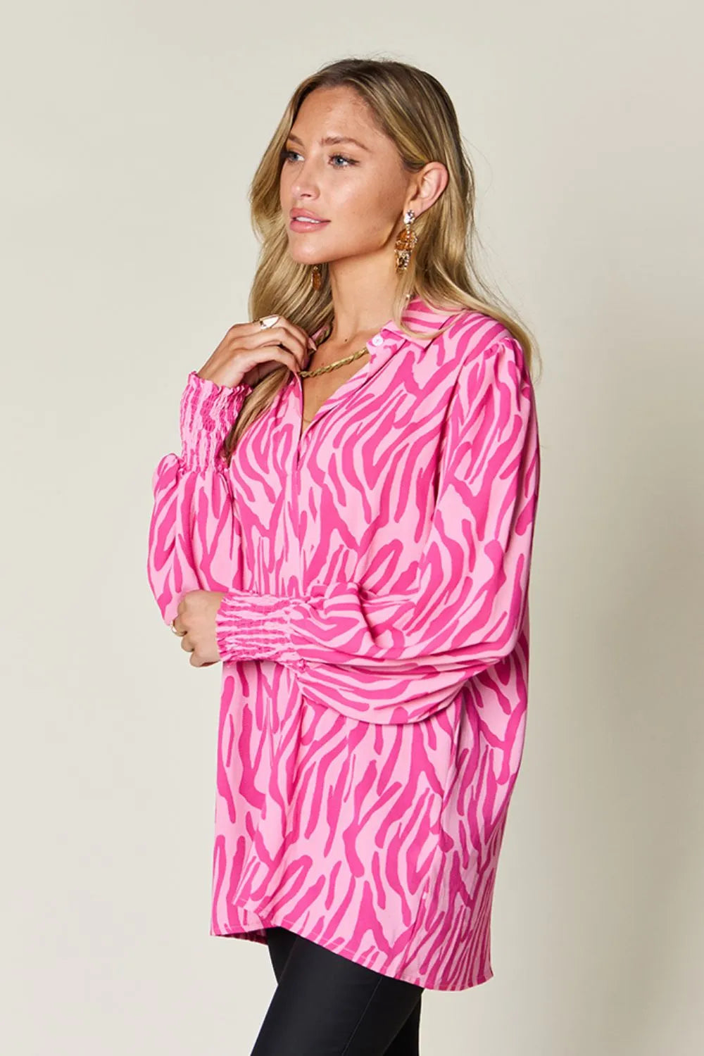 Alternate angle of the womens printed blouse